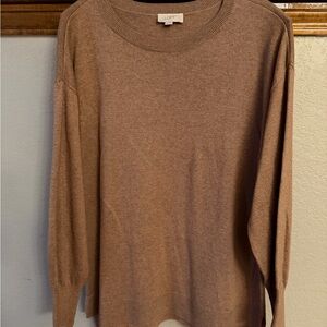 LOFT Women's camel colored Crew Neck Sweater